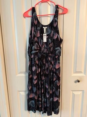Soma Black Sleeveless Dress with Pink & Blue Brushstroke Print